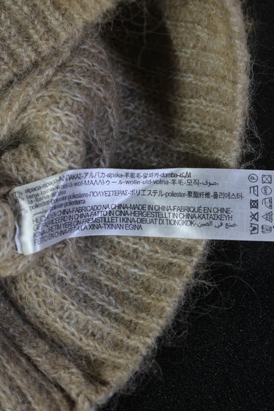 Zara Womens Cropped V Neck Sleeveless Tank Beige Alpaca Wool Blend Size S