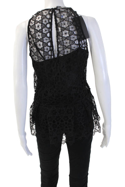 Zara Women Black Geometric High Neck Sleeveless Tank 100% Polyester Size S
