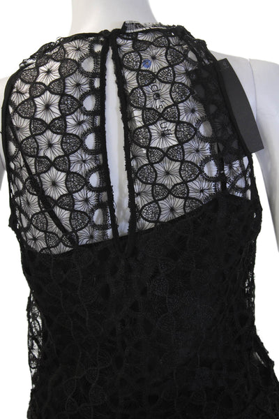 Zara Women Black Geometric High Neck Sleeveless Tank 100% Polyester Size S