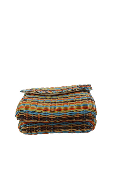 Zara Woman Womens Woven Striped Chain Strap Purse Multicolor