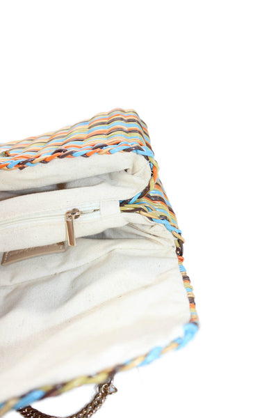 Zara Woman Womens Woven Striped Chain Strap Purse Multicolor