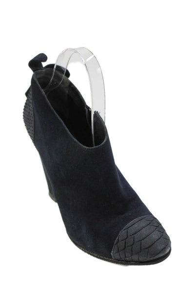 Tibi Womens Suede Ruffle Detail Wedge Heels Dark Blue Size 10