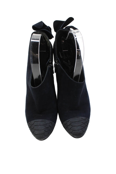 Tibi Womens Suede Ruffle Detail Wedge Heels Dark Blue Size 10