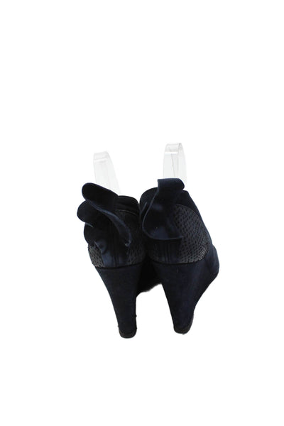 Tibi Womens Suede Ruffle Detail Wedge Heels Dark Blue Size 10