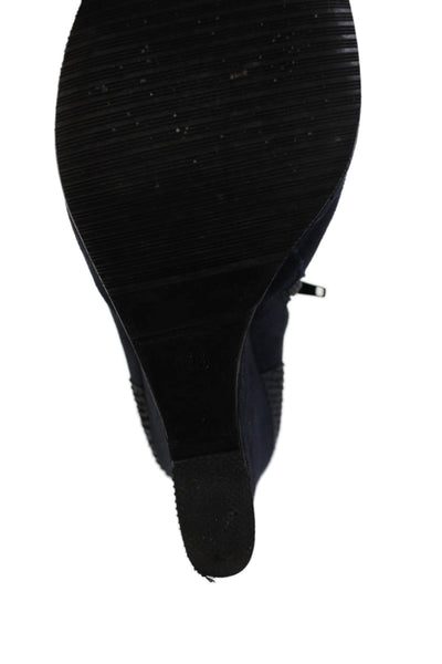 Tibi Womens Suede Ruffle Detail Wedge Heels Dark Blue Size 10