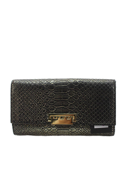 ZAC Zac Posen Womens Metallic Leather Multi-Compartment Wallet Gold