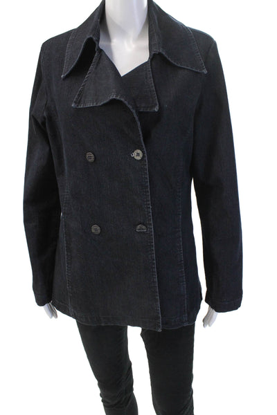 French Dressing Jeans Womens Pea Coat Dark Blue Collared Button Size S