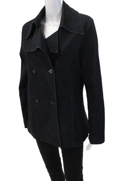 French Dressing Jeans Womens Pea Coat Dark Blue Collared Button Size S