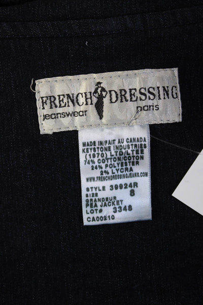 French Dressing Jeans Womens Pea Coat Dark Blue Collared Button Size S
