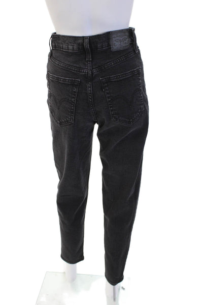 Levis Womens Mom Tapered Jeans Black High Rise 99% Cotton Size 26