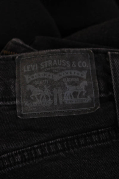 Levis Womens Mom Tapered Jeans Black High Rise 99% Cotton Size 26