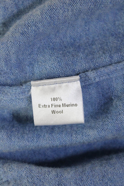 Enzo Mantovani Mens Point Collar Polo Merino Wool Blue Button Sweater Size XL