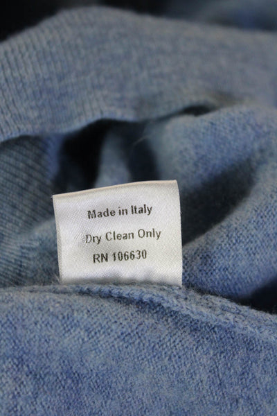 Enzo Mantovani Mens Point Collar Polo Merino Wool Blue Button Sweater Size XL