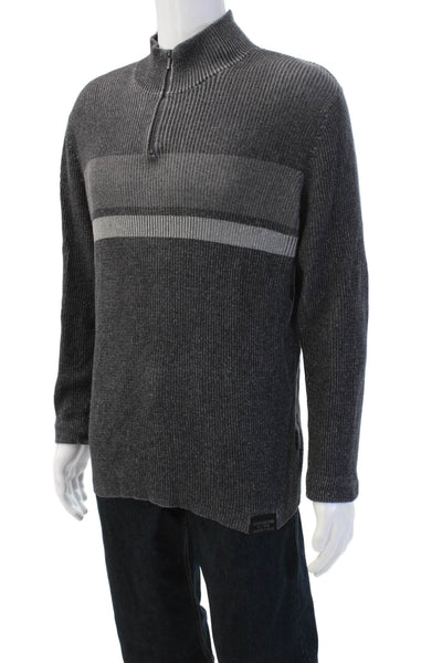 Calvin Klein Jeans Mens Pullover Mock Neck Dark Gray 100% Cotton Size L