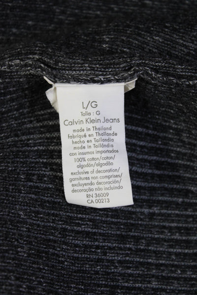 Calvin Klein Jeans Mens Pullover Mock Neck Dark Gray 100% Cotton Size L
