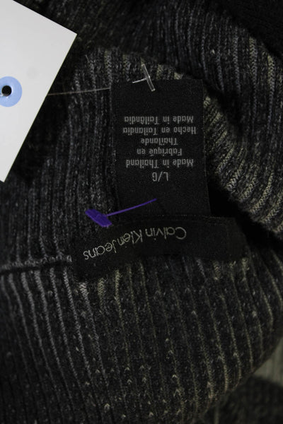 Calvin Klein Jeans Mens Pullover Mock Neck Dark Gray 100% Cotton Size L