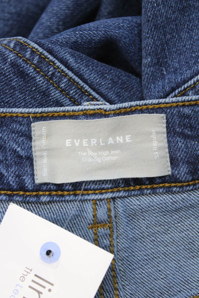 Everlane Unisex Straight Jeans Dark Blue Button Fly 98% Organic Cotton Size 33