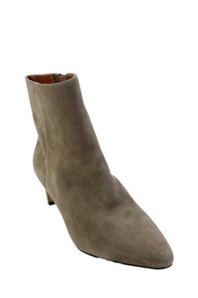 Andre Assous Womens Side Zip Block Heel Pointed Toe Booties Brown Suede Size 6.5