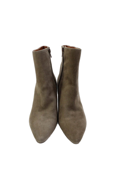 Andre Assous Womens Side Zip Block Heel Pointed Toe Booties Brown Suede Size 6.5
