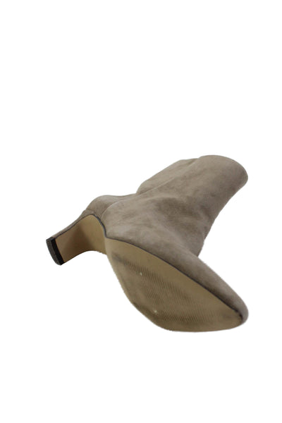 Andre Assous Womens Side Zip Block Heel Pointed Toe Booties Brown Suede Size 6.5