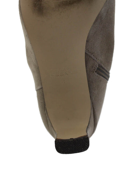Andre Assous Womens Side Zip Block Heel Pointed Toe Booties Brown Suede Size 6.5