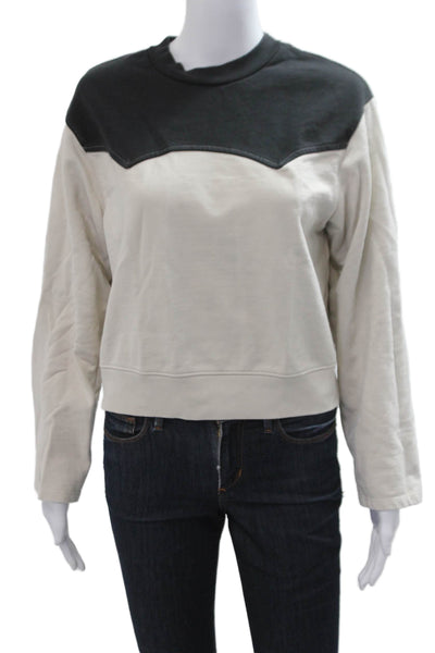 Levis Women Pullover Sweatshirts Beige Cotton Crew Neck Cowboy Size XS