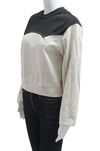 Levis Women Pullover Sweatshirts Beige Cotton Crew Neck Cowboy Size XS