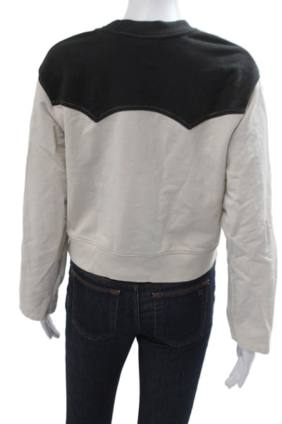 Levis Women Pullover Sweatshirts Beige Cotton Crew Neck Cowboy Size XS