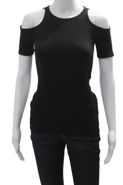 Frame Womens Black Supima Cotton Modal Crew Neck Short Sleeve T-Shirt Size XS