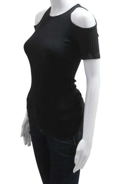 Frame Womens Black Supima Cotton Modal Crew Neck Short Sleeve T-Shirt Size XS