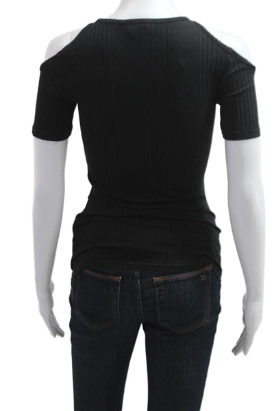Frame Womens Black Supima Cotton Modal Crew Neck Short Sleeve T-Shirt Size XS