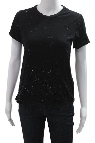 Current/Elliott Womens Black T-Shirt Crew Neck Lyocell Short Sleeve Size 0
