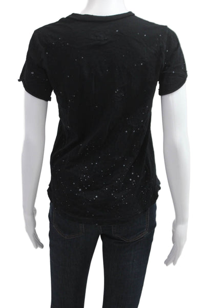 Current/Elliott Womens Black T-Shirt Crew Neck Lyocell Short Sleeve Size 0