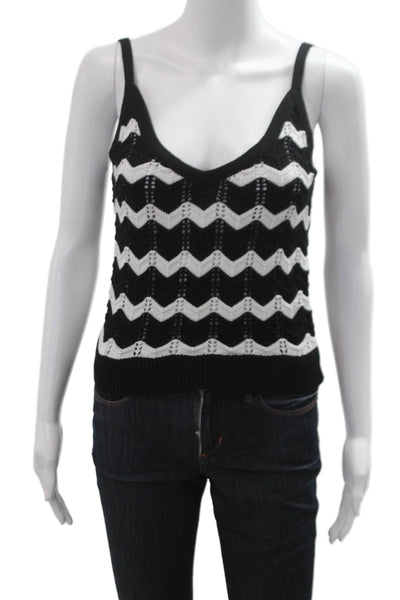 525 Womens Camisole Black Cotton V Neck Geometric Sleeveless Size XS