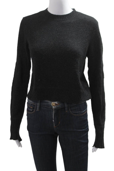 ALC Unisex Black Pullover Sweater Crew Neck Long Sleeve Alpaca Wool Size XS