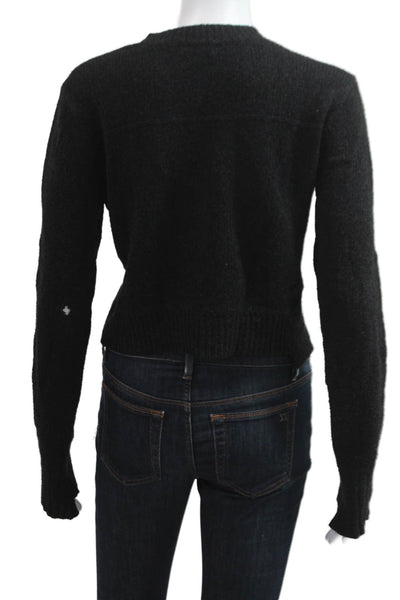 ALC Unisex Black Pullover Sweater Crew Neck Long Sleeve Alpaca Wool Size XS