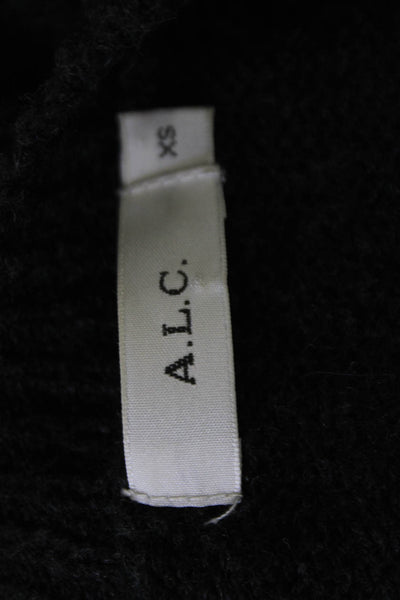 ALC Unisex Black Pullover Sweater Crew Neck Long Sleeve Alpaca Wool Size XS