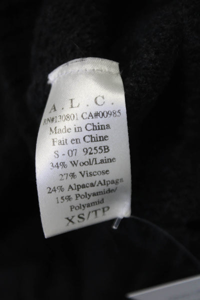 ALC Unisex Black Pullover Sweater Crew Neck Long Sleeve Alpaca Wool Size XS