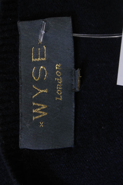 WYSE London Unisex Pullover Sweater Dark Blue 100% Cashmere Crew Neck Size 1