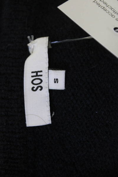 SOH Unisex Pullover Sweater Black Crew Neck Cashmere Mohair Size S