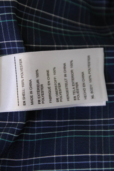 Untuckit Mens Dark Blue Plaid Collared Long Sleeve Button-Down Shirt Size M