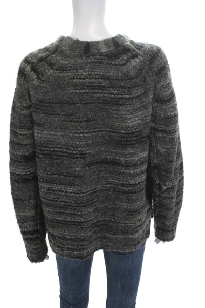 Inhabit Unisex Dark Gray Striped Pullover Sweater Crew Neck Long Sleeve Size S