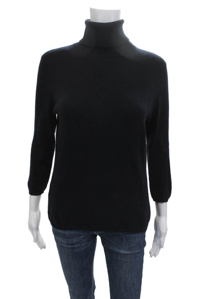 IN Cashmere Unisex Pullover Turtleneck 3/4 Sleeve Cashmere Sweater Black Size M