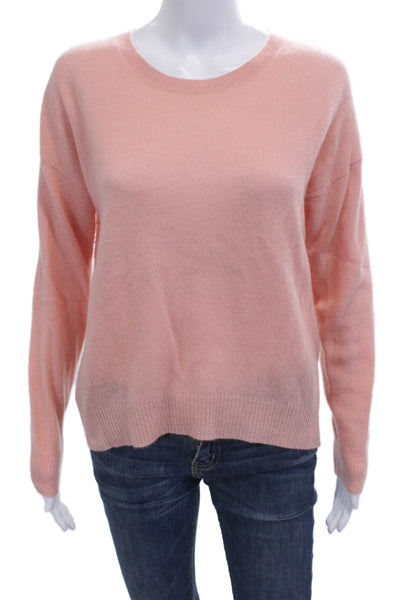 360 Cashmere Unisex Pullover Crew Neck Pink 100% Cashmere Long Sleeve Size S