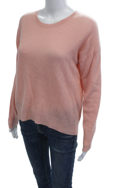 360 Cashmere Unisex Pullover Crew Neck Pink 100% Cashmere Long Sleeve Size S