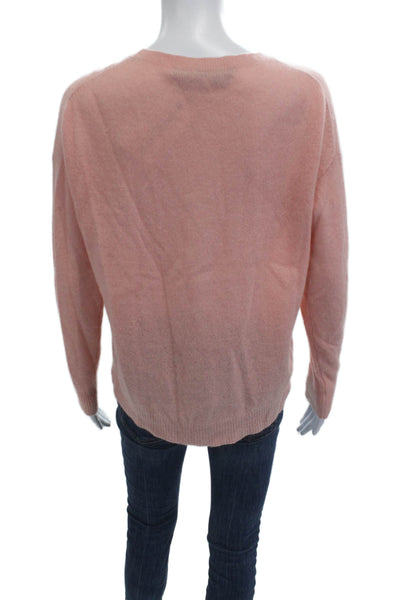360 Cashmere Unisex Pullover Crew Neck Pink 100% Cashmere Long Sleeve Size S