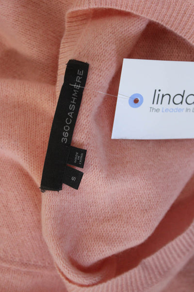 360 Cashmere Unisex Pullover Crew Neck Pink 100% Cashmere Long Sleeve Size S