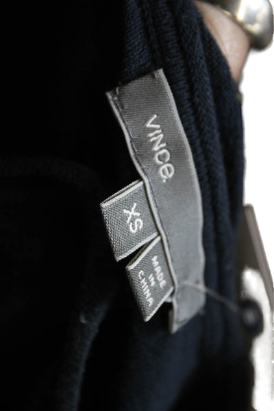 Vince Womens Basic Long Sleeve Cotton Round Neck Top Black Size XS