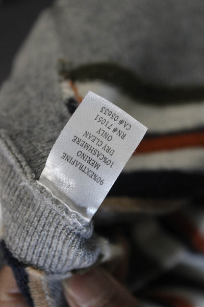 SWTR Unisex Pullover Striped Beige Merino Cashmere Sweater Round Neck Size M