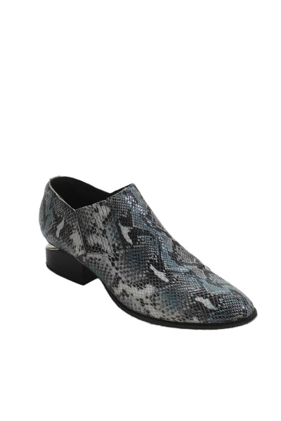 Silent D Womens Pointed Toe Snakeskin Print Geometric Heel Booties Blue Size 10